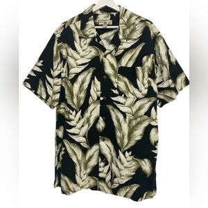 Caribbean Joe Mens Short Sleeve Shirt Leaf Print Medium